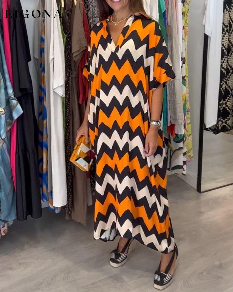 Wave print casual long dress casual dresses spring summer