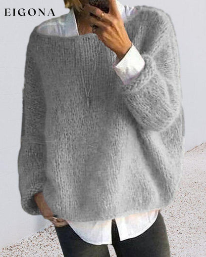 Round neck solid color sweater Gray 2023 f/w 23BF pullovers
