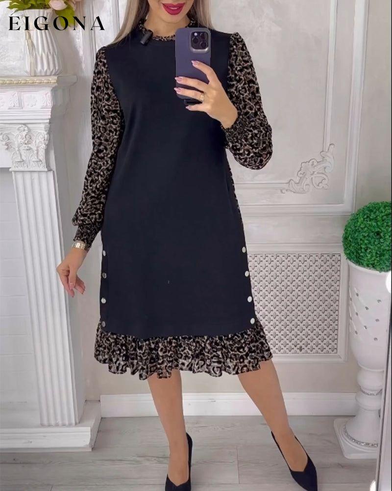 Elegant Shift dress with Color Block Black S 2023 f/w casual dresses spring