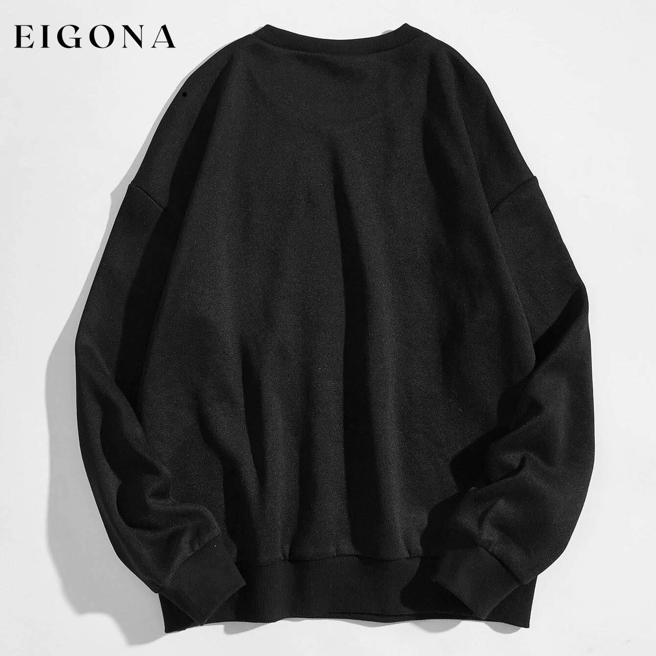 Butterfly & Slogan Graphic Thermal Sweatshirt __stock:500 clothes refund_fee:800 tops
