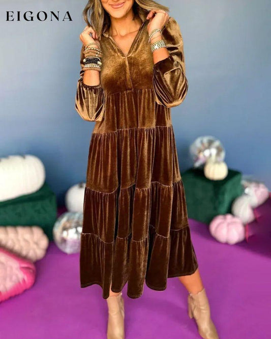 Long-sleeved velvet dress Brown S 2023 f/w 23BF casual dress spring