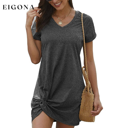 Womens Short Sleeve Tshirt Side Knot Mini Dress Black __stock:500 casual dresses clothes dresses refund_fee:800