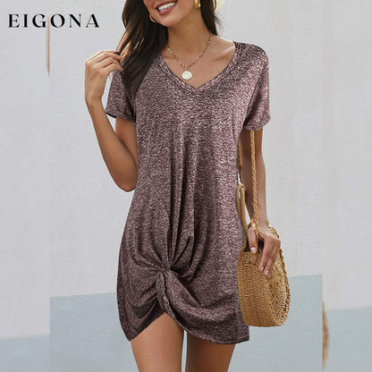 Womens Short Sleeve Tshirt Side Knot Mini Dress __stock:500 casual dresses clothes dresses refund_fee:800