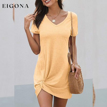 Womens Short Sleeve Tshirt Side Knot Mini Dress __stock:500 casual dresses clothes dresses refund_fee:800