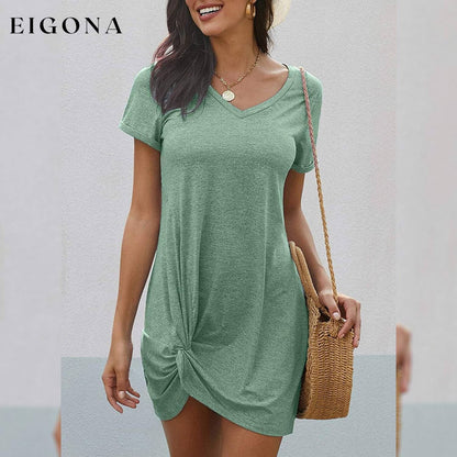 Womens Short Sleeve Tshirt Side Knot Mini Dress __stock:500 casual dresses clothes dresses refund_fee:800