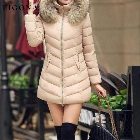 High Quality Winter Down Jacket Women Long Coat Warm Clothes Khaki __stock:50 Jackets & Coats Low stock refund_fee:1800