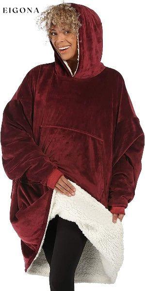 EIGONA Oversized Blanket Hoodie Short Maroon appreal lounge