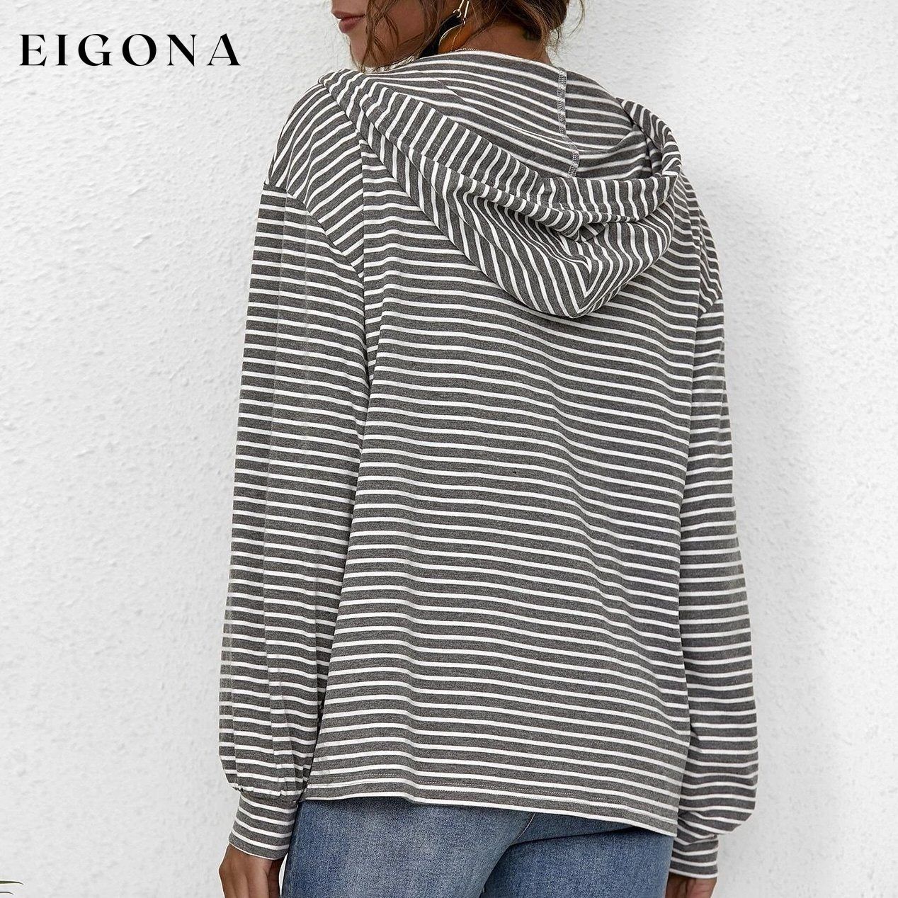 Pocket Striped Drawstring Hoodie __stock:500 clothes refund_fee:800 show-color-swatches tops