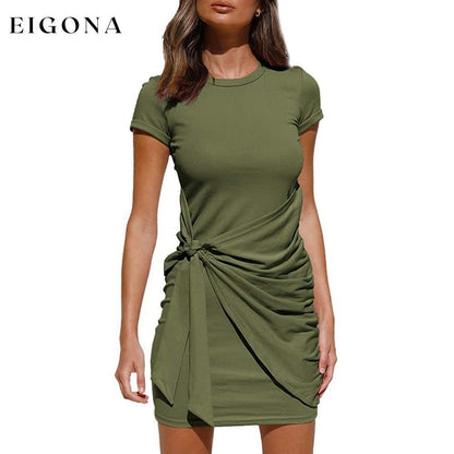 Women's Summer T Shirt Dress Army Green __stock:200 casual dresses clothes dresses refund_fee:1200