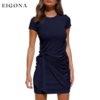 Women's Summer T Shirt Dress Navy Blue __stock:200 casual dresses clothes dresses refund_fee:1200