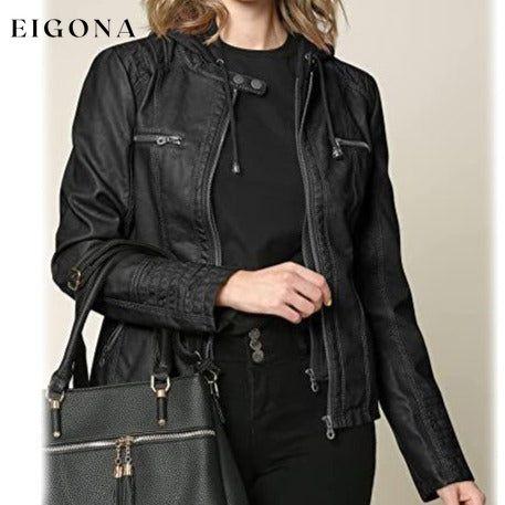 Lock and Love Women's Removable Hooded Faux Leather Jacket __stock:200 Jackets & Coats refund_fee:1800
