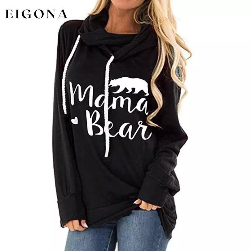 Mama Bear Hooded Fashion Tunic Black clothes refund_fee:1200 tops