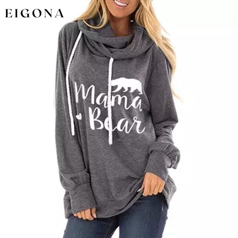 Mama Bear Hooded Fashion Tunic Gray clothes refund_fee:1200 tops