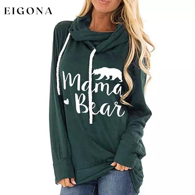 Mama Bear Hooded Fashion Tunic Green clothes refund_fee:1200 tops