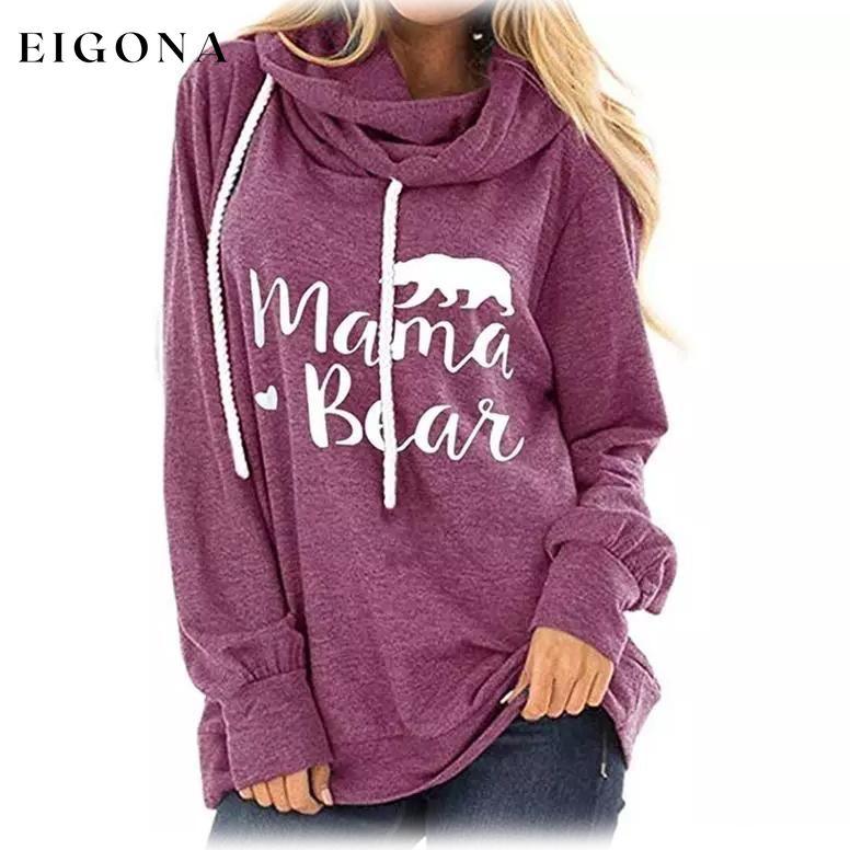 Mama Bear Hooded Fashion Tunic Purple clothes refund_fee:1200 tops