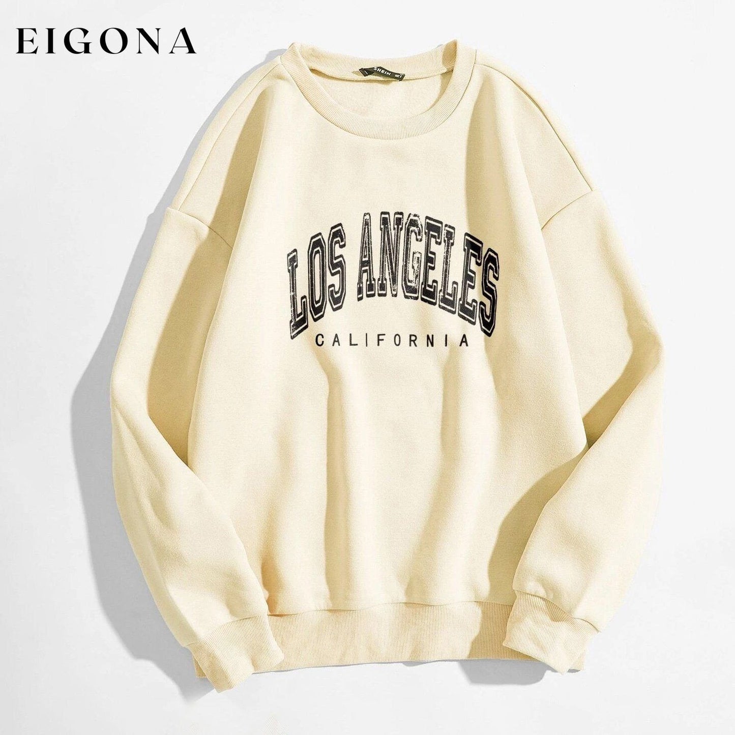 Slogan Graphic Thermal Lined Sweatshirt Apricot __stock:500 clothes refund_fee:800 tops