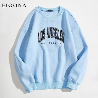 Slogan Graphic Thermal Lined Sweatshirt Baby Blue __stock:500 clothes refund_fee:800 tops