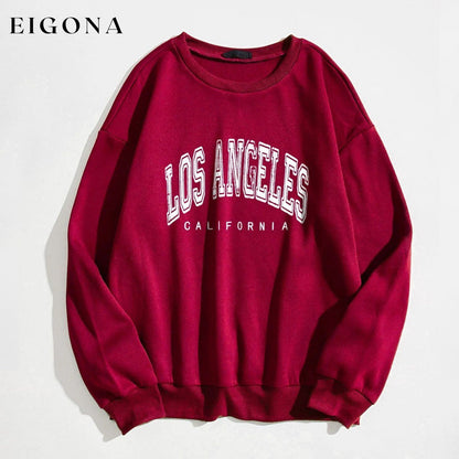 Slogan Graphic Thermal Lined Sweatshirt Burgundy __stock:500 clothes refund_fee:800 tops