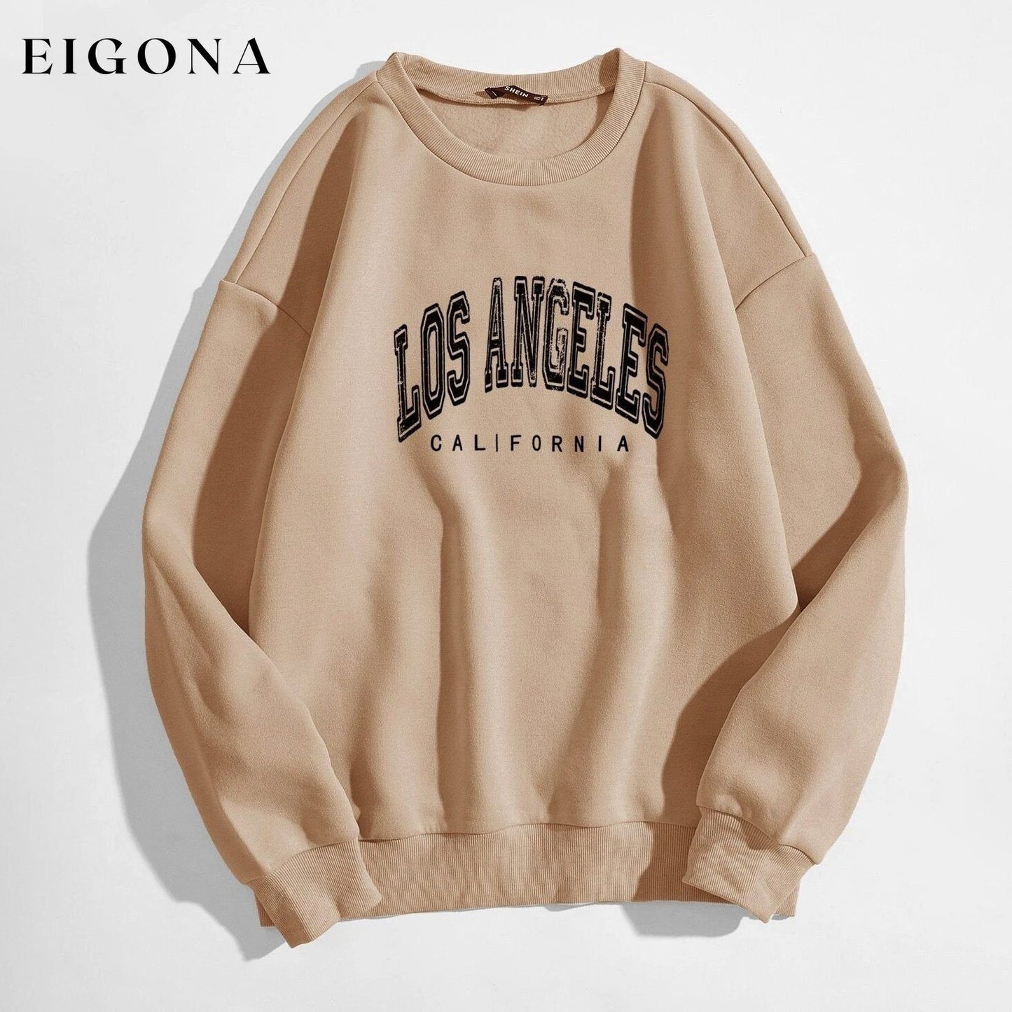 Slogan Graphic Thermal Lined Sweatshirt Champagne __stock:500 clothes refund_fee:800 tops