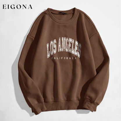 Slogan Graphic Thermal Lined Sweatshirt Brown __stock:500 clothes refund_fee:800 tops