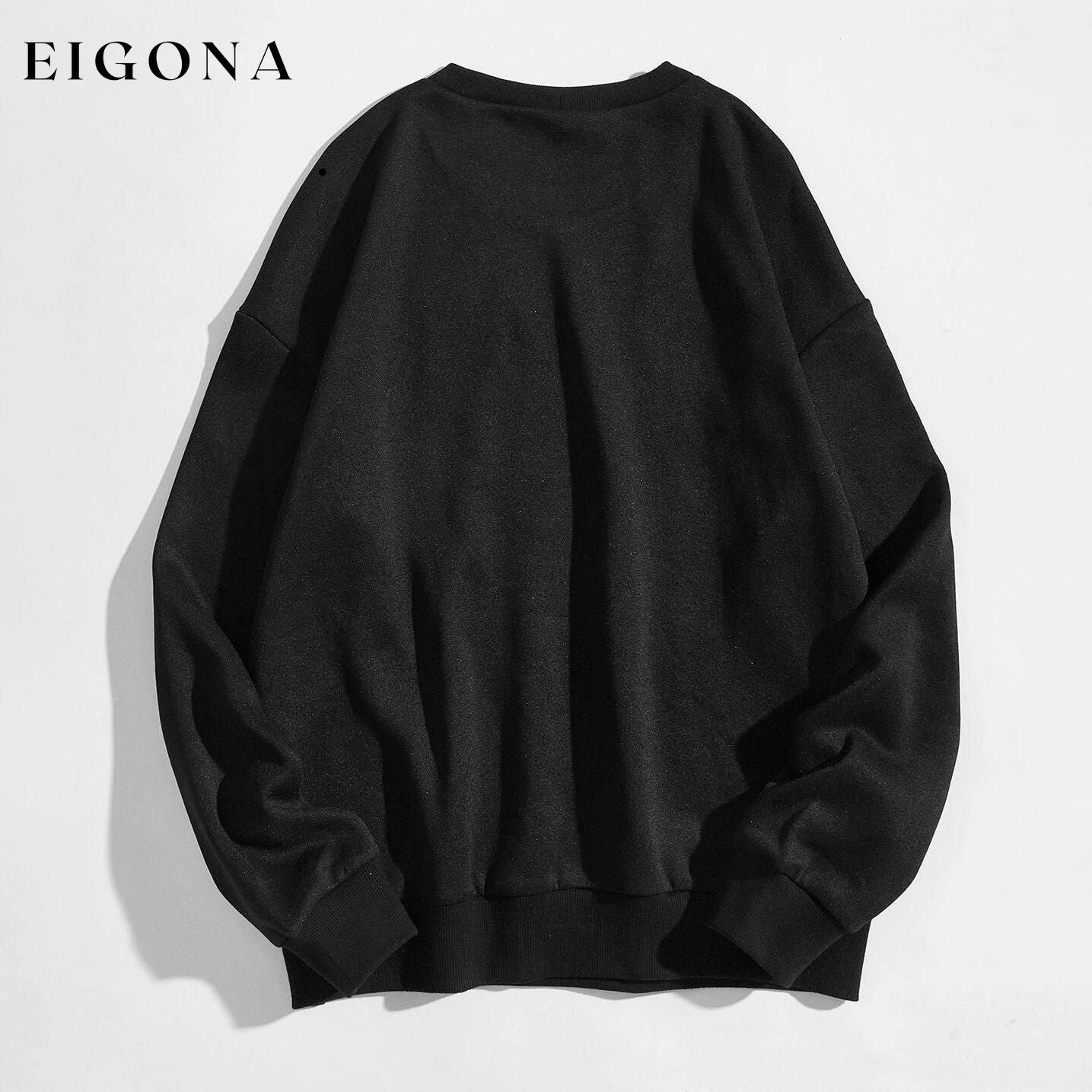Sun and Letter Graphic Oversized Thermal Sweatshirt __stock:500 clothes refund_fee:800 tops
