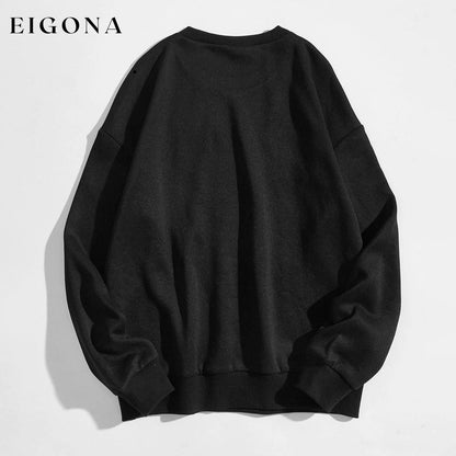 Sun and Letter Graphic Oversized Thermal Sweatshirt __stock:500 clothes refund_fee:800 tops