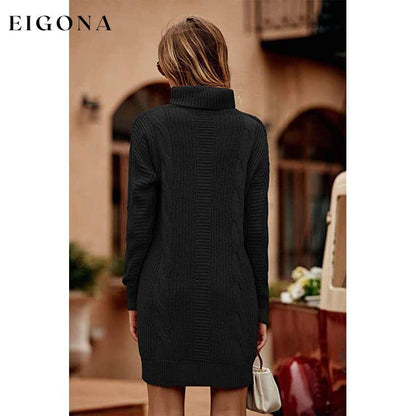 Turtleneck Pullover Sweaters Casual Long Sleeve Plain Winter Knit Sweater Dress __stock:50 casual dresses clothes dresses refund_fee:1200