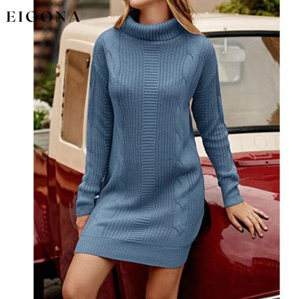 Turtleneck Pullover Sweaters Casual Long Sleeve Plain Winter Knit Sweater Dress __stock:50 casual dresses clothes dresses refund_fee:1200