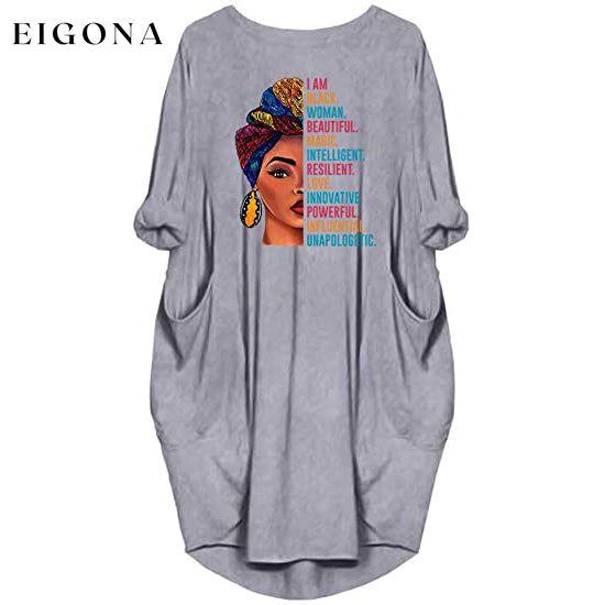 Woman's Long Sleeve Loose Pocket Oversize Tunic Dress Gray __stock:200 casual dresses clothes dresses refund_fee:1200