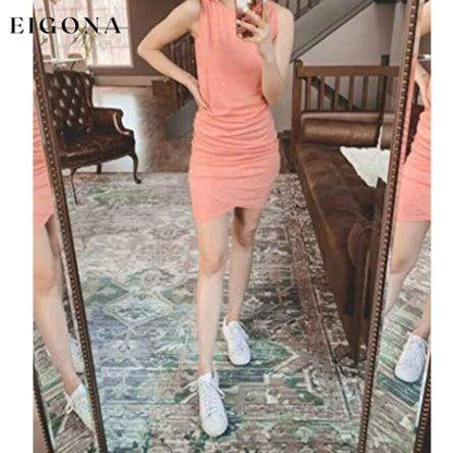 Women Casual Dress Crew Neck Summer Sleeveless Tank Shirt Short Mini Dress __stock:50 casual dresses clothes dresses refund_fee:1200