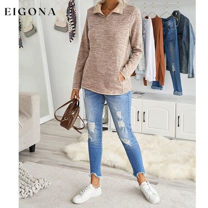 Women Casual Long Sleeve Stand Collar with Pockets __stock:100 clothes refund_fee:1200 tops