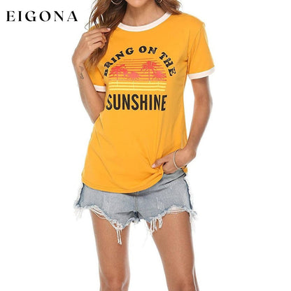 Women Sunshine Graphic Long Sleeves Tees Blouses __stock:200 clothes refund_fee:800 tops