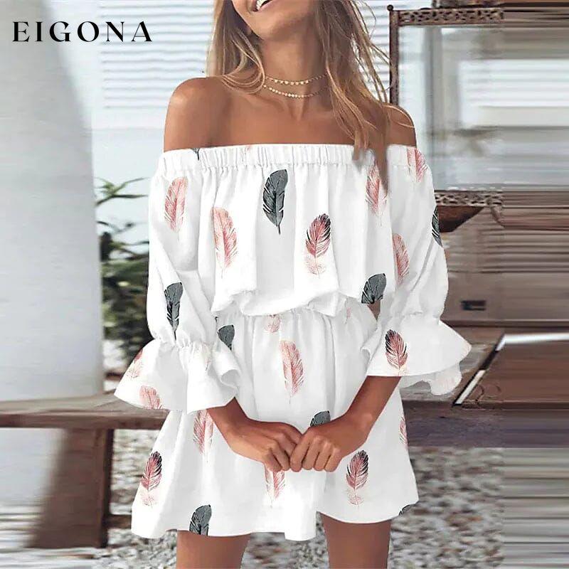 Women's 3/4 Length Sleeve Floral Ruffle Summer Spring Off Shoulder Dress __stock:200 casual dresses clothes dresses refund_fee:1200