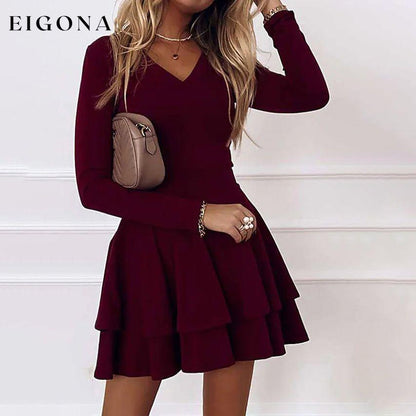 Women's A Line Dress Short Mini Dress Wine Red __stock:200 casual dresses clothes dresses refund_fee:1200 show-color-swatches