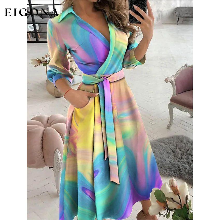 Women's A Line Dress Tie Dye __stock:200 casual dresses clothes dresses refund_fee:1200