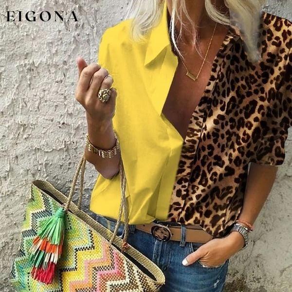 Women's Autumn Casual Deep V Neck Top Yellow __stock:50 clothes refund_fee:800 tops
