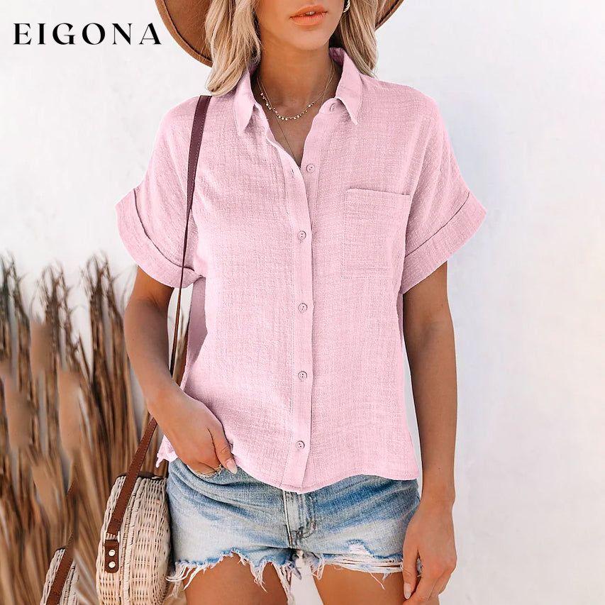 Women's Basic Solid Color Top Shirt Pink __stock:200 clothes refund_fee:800 tops