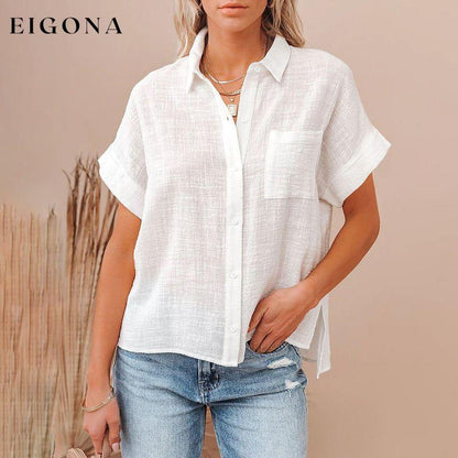 Women's Basic Solid Color Top Shirt White __stock:200 clothes refund_fee:800 tops
