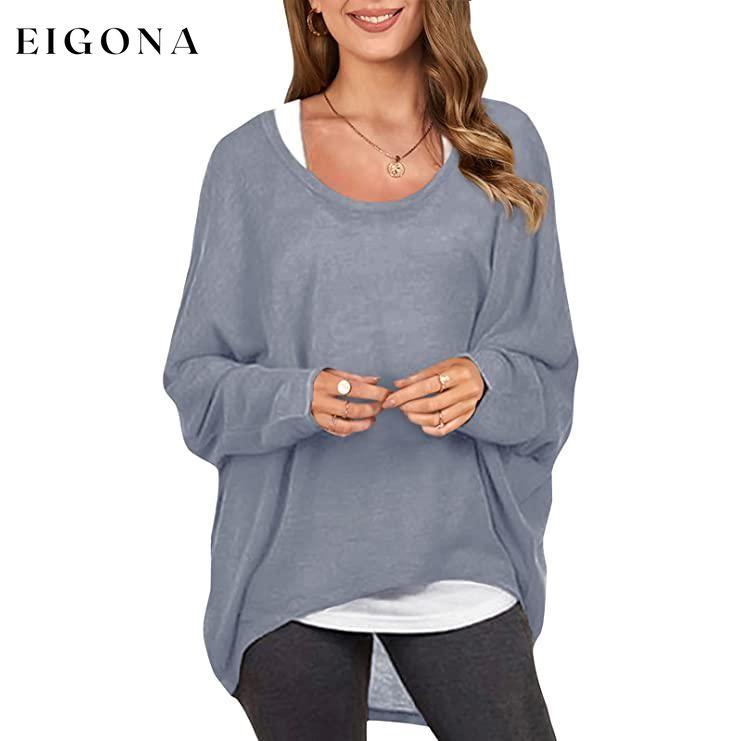 Women's Batwing Sleeve Loose Top Gray __stock:500 clothes refund_fee:800 tops