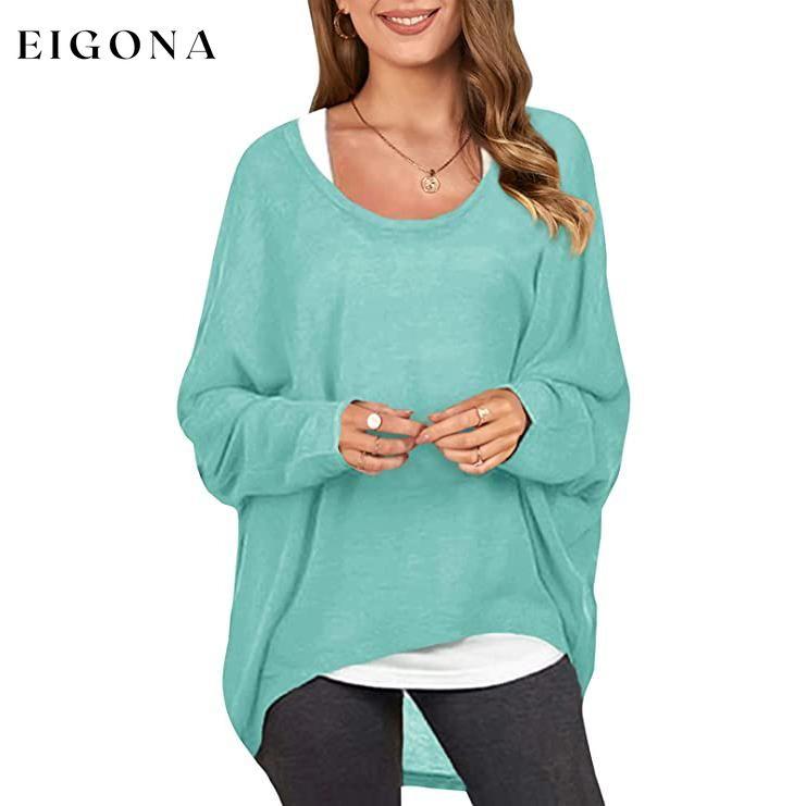 Women's Batwing Sleeve Loose Top Green __stock:500 clothes refund_fee:800 tops