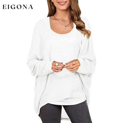Women's Batwing Sleeve Loose Top White __stock:500 clothes refund_fee:800 tops