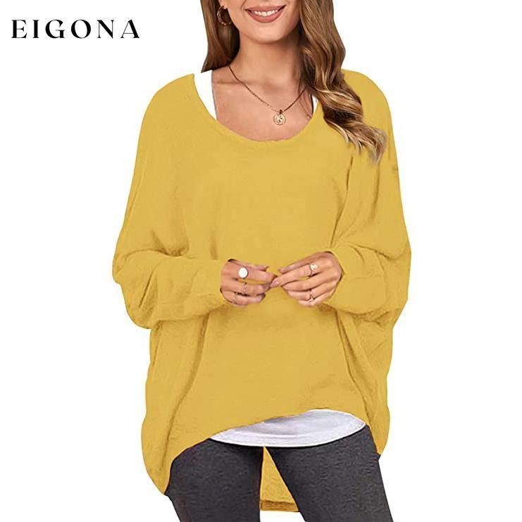 Women's Batwing Sleeve Loose Top Yellow __stock:500 clothes refund_fee:800 tops