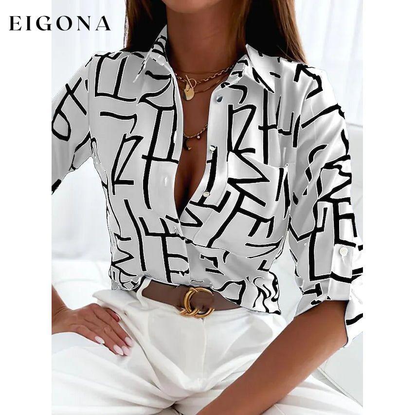 Women's Blouse Shirt Button Pocket Long Sleeve White __stock:200 clothes refund_fee:1200 tops