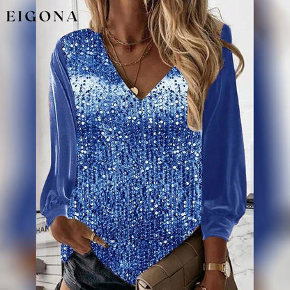 Women's Blouse Shirt Long Sleeve Blue __stock:200 clothes refund_fee:1200 tops