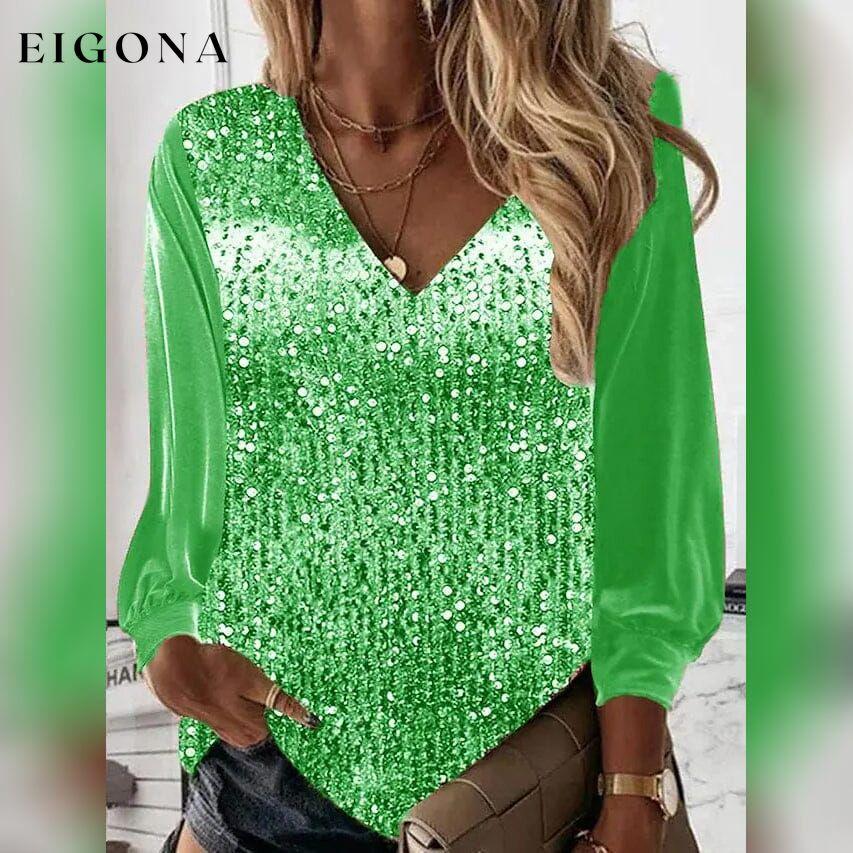 Women's Blouse Shirt Long Sleeve Green __stock:200 clothes refund_fee:1200 tops