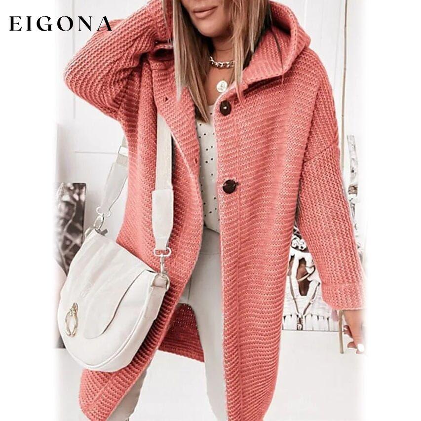 Women's Button Knitted Cardigan Sweater Orange __stock:200 Jackets & Coats refund_fee:1200