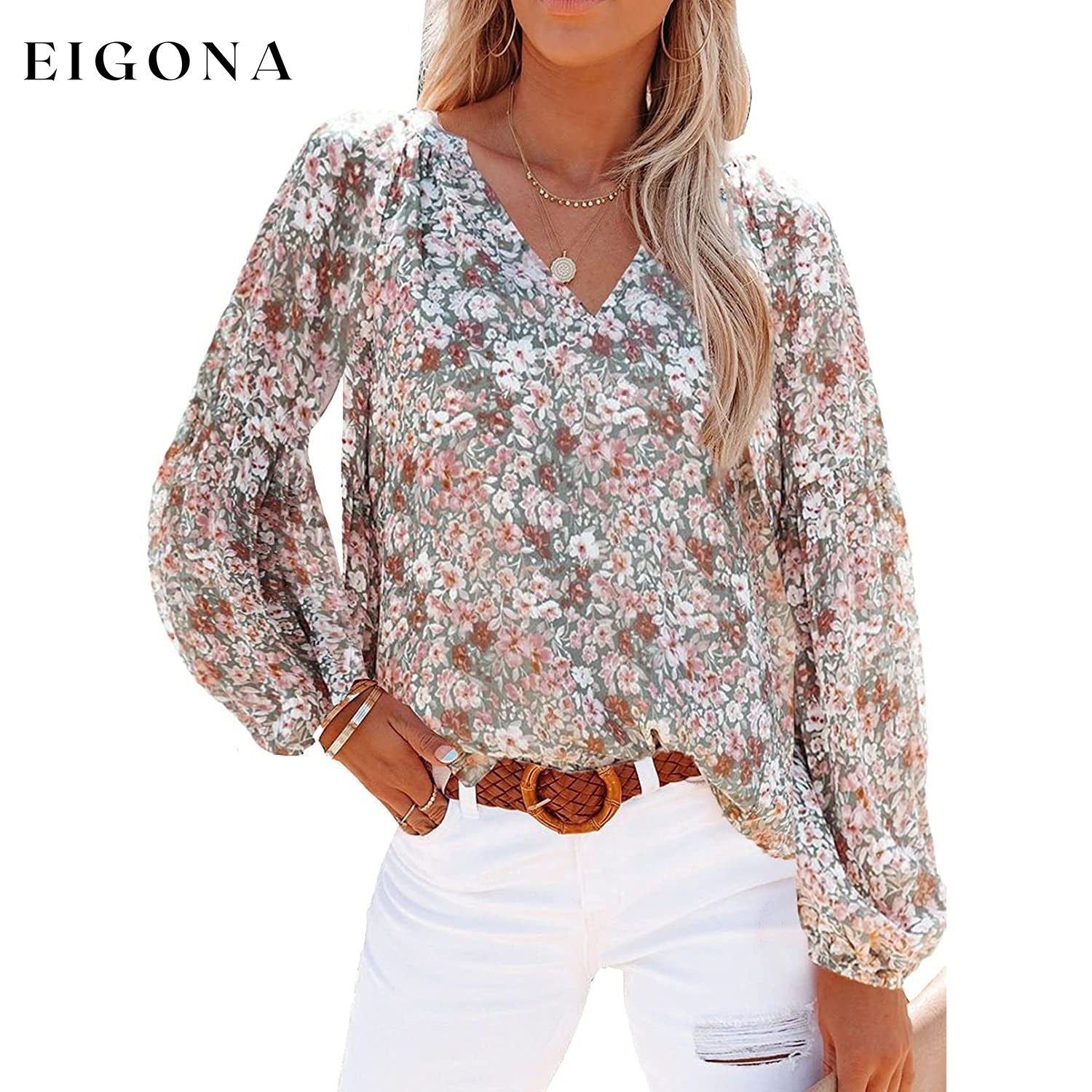 Womens Casual Boho Floral Print V Neck Long Sleeve Loose Blouse Multicolor __stock:200 clothes refund_fee:1200 tops