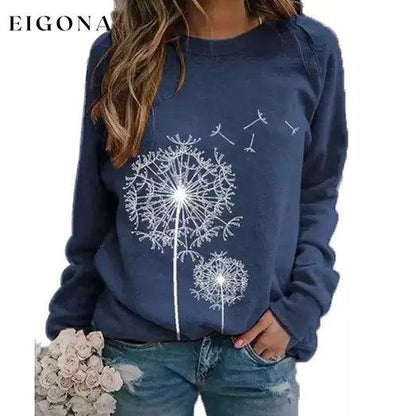 Women's Casual Dandelion Top Blue __stock:200 clothes refund_fee:1200 tops
