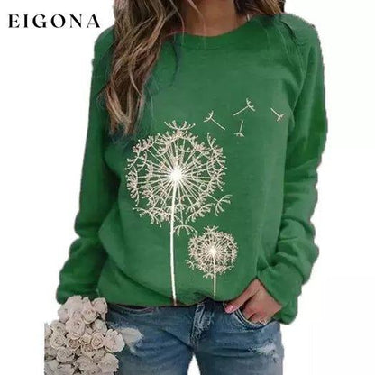 Women's Casual Dandelion Top Green __stock:200 clothes refund_fee:1200 tops