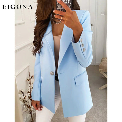 Women's Casual Long Sleeve Blazer Blue __stock:200 Jackets & Coats refund_fee:1200